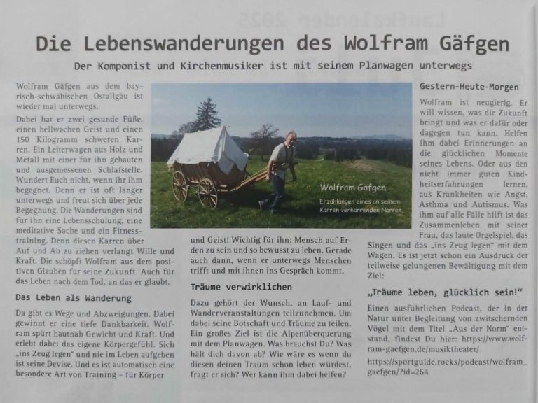 Die Lebenswanderungen des Wolfram Gäfgen, ein Artikel aus der Bayerischen Laufzeitung 2025 von Erwin Fladerer