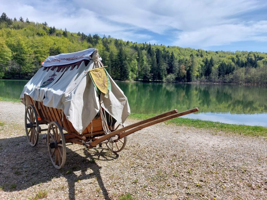 Wolfram Gäfgen als Leiterwagenwanderer, Leiterwagenzieher, Karrenwanderer, Karrenzieher im Zuggeschirr, Brustblattgeschirr, eingeschirrt für Mehrtageswanderungen und Langstreckenläufe Wolfram Gäfgen als Leiterwagenwanderer, Leiterwagenzieher, Karrenwanderer, Karrenzieher im Zuggeschirr, Brustblattgeschirr, eingeschirrt